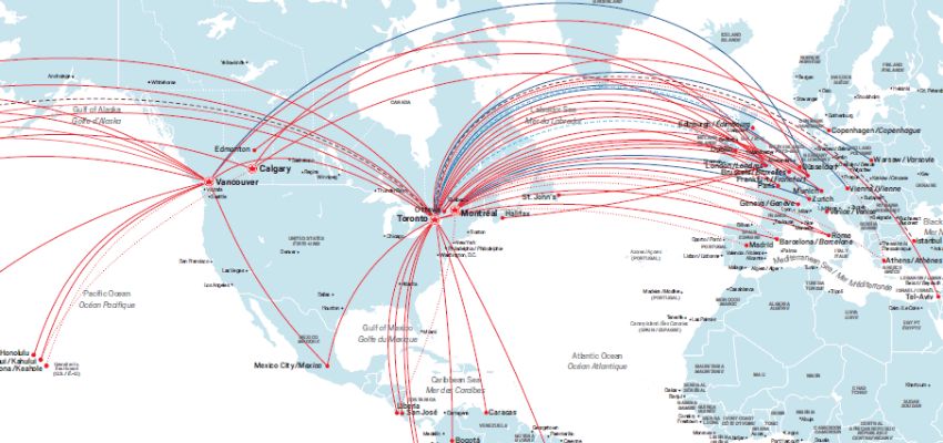 Air canda flight map