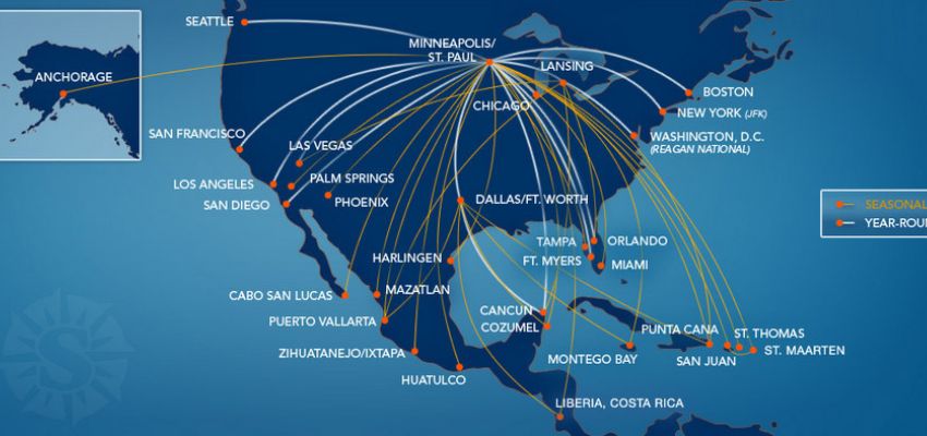 Sun Country airlines route map