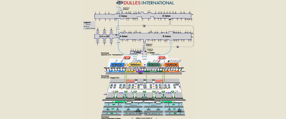Layout of Qatar Airways Terminal at Dulles International Airport (IAD)